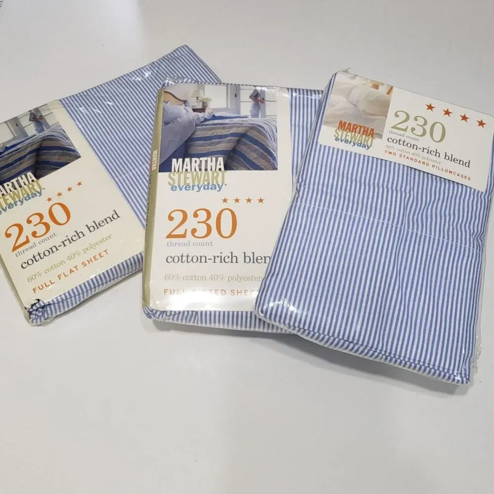 NEW Martha Stewart Everyday Full Size 230 Thread Count Set of Sheet